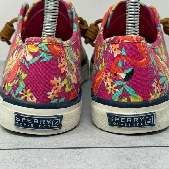 Sperry Women’s Tropical Floral & Flamingo Canvas Slip On Boat Shoes Size 7 - Picture 5 of 11